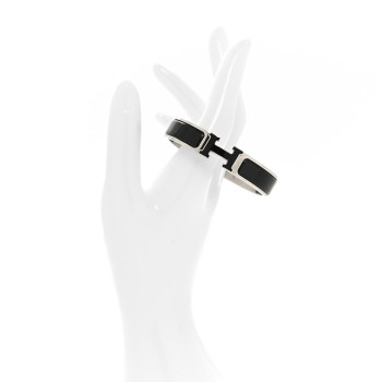 HERMES Enamel Narrow Clic Clac H Bracelet PM Black