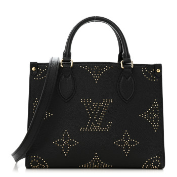 LOUIS VUITTON Grained Calfskin Studded Monogram Giant Onthego PM Black