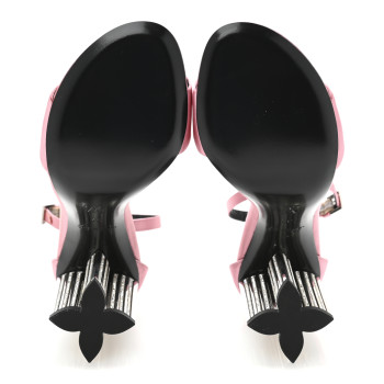 LOUIS VUITTON Satin Crystal Silhouette Sandals 37 Pink