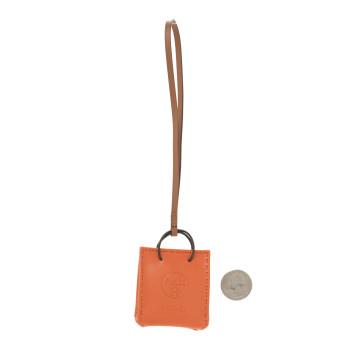 HERMES Milo Lambskin Swift Shopping Bag Charm Feu Gold