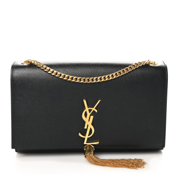 SAINT LAURENT Grain De Poudre Medium Classic Monogram Kate Tassel Satchel Black