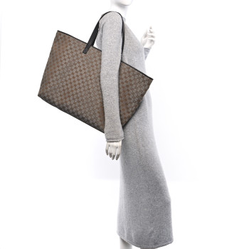 GUCCI Metallic Monogram XL Shopper Tote Brown