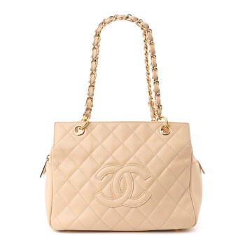 CHANEL Caviar Quilted Petit Timeless Tote PTT Beige