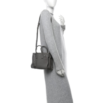 SAINT LAURENT Grained Calfskin Nano Supple Sac De Jour Fog
