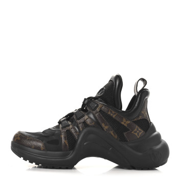 LOUIS VUITTON Calfskin Patent Monogram LV Archlight Sneakers 39 Black