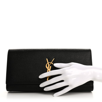 SAINT LAURENT Grain De Poudre Monogram Cassandre Clutch Black