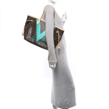 LOUIS VUITTON Monogram V Neverfull MM Turquoise
