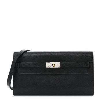 HERMES Chevre Chamkila Kelly Wallet To Go Black
