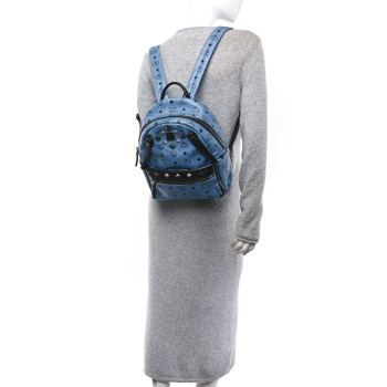 MCM Visetos Studded Small Dual Stark Backpack Denim