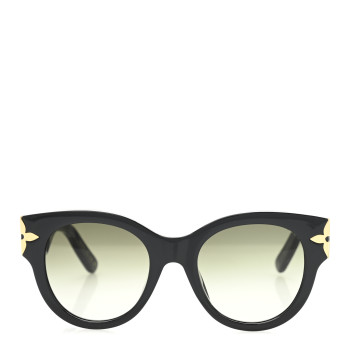 LOUIS VUITTON Acetate Flower Edge Round Sunglasses Z1777E Black
