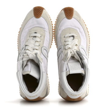 LOEWE Nylon Suede Flow Retro Runner High Top Sneakers 37 White
