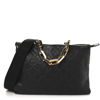 LOUIS VUITTON Lambskin Embossed Monogram Coussin MM  Black