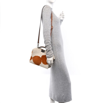 FENDI Lamb Fur Cow Print Mini Peekaboo I SEE U X Cross Satchel Saddler