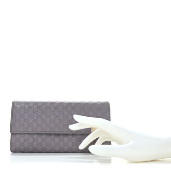 GUCCI Soft Microguccissma Dice Continental Flap Wallet Purple