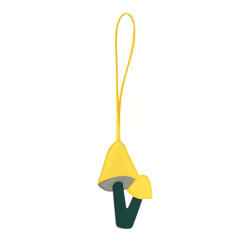 HERMES Lambskin Epsom Suede Petit H Mushroom Charm