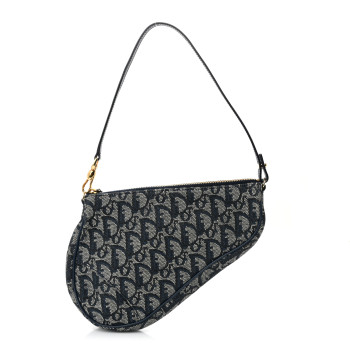 CHRISTIAN DIOR Monogram Mini Saddle Pochette Navy