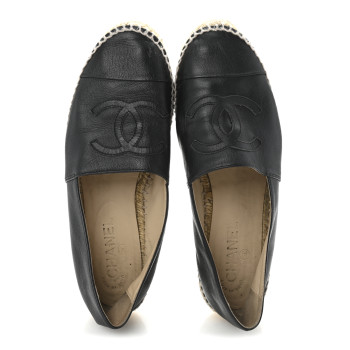CHANEL Lambskin CC Espadrilles 39 Black