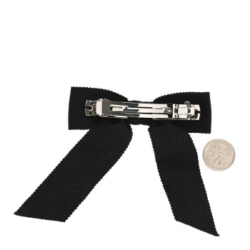 CHANEL Grosgrain Bow CC Hair Clip Black