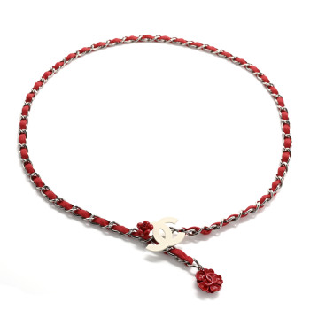 CHANEL Camellia Chain Belt Red