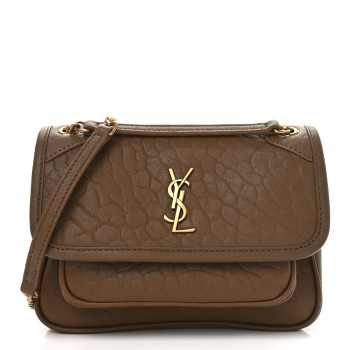 SAINT LAURENT Grained Lambskin Monogram Mini Niki Chain Satchel Darks Cork