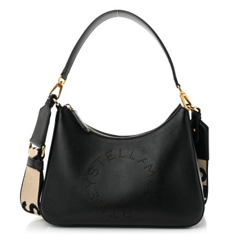 STELLA MCCARTNEY Eco Alter Nappa Perforated Logo Small Shoulder Bag Black