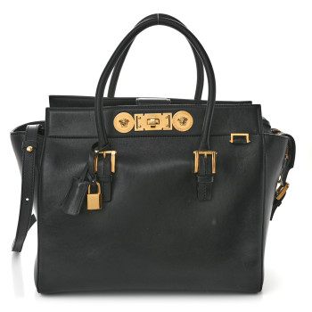 VERSACE Vitello Calfskin Signature Tote Black