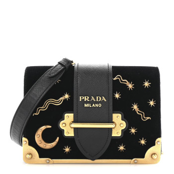 PRADA Velvet Cahier Astrology Bag Black