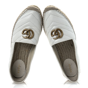 GUCCI Nappa Matelasse GG Marmont Espadrilles 39 Great White