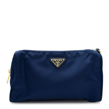 PRADA Tessuto Nylon Wristlet Pouch Blue