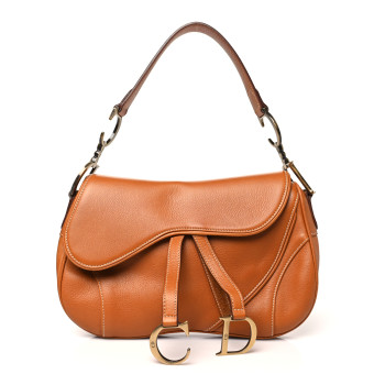 CHRISTIAN DIOR Calfskin Double Saddle Bag Brown