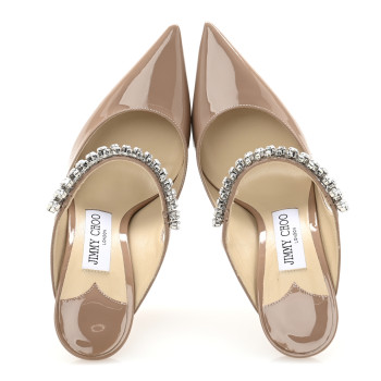 JIMMY CHOO Patent Crystal Bing 100 Pumps 36.5 Ballet Pink