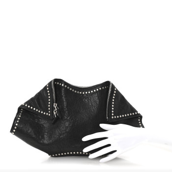 ALEXANDER MCQUEEN Calfskin Studded De Manta Clutch Black