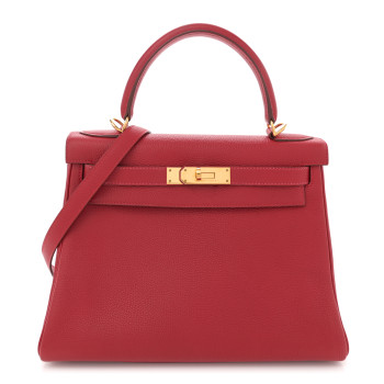 HERMES Togo Kelly Retourne 28 Rouge Vif