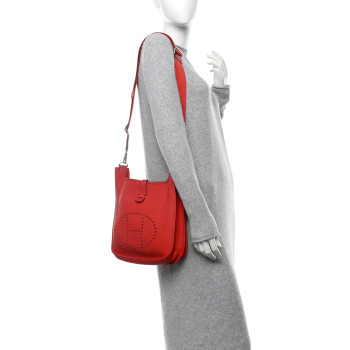 HERMES Taurillon Clemence Evelyne III PM Rouge Tomate
