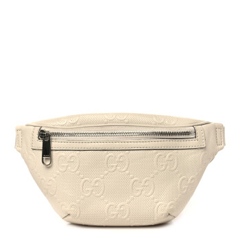 GUCCI Calfskin GG Tennis Embossed Belt Bag Mystic White