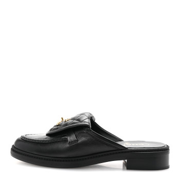 CHANEL Lambskin Quilted CC Turnlock Mules 38.5 Black