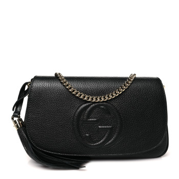GUCCI Pebbled Calfskin Medium Soho Flap Crossbody Black