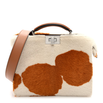 FENDI Lamb Fur Cow Print Mini Peekaboo I SEE U X Cross Satchel Saddler