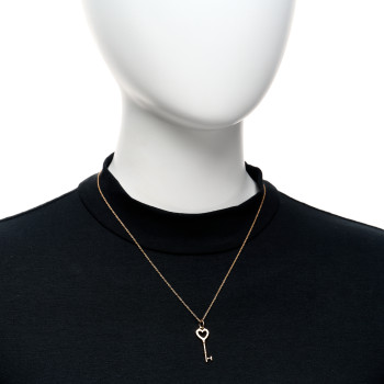 TIFFANY 18K Rose Gold Mini Heart Key Pendant Necklace