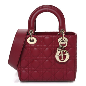 CHRISTIAN DIOR Lambskin Cannage Small My ABCDior Lady Dior Red