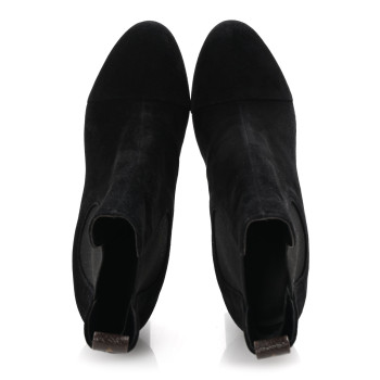 LOUIS VUITTON Suede Monogram Uniformes Cap Toe Chelsea 80mm Ankle Boots 38 Black
