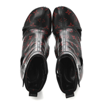 LOUIS VUITTON Monogram Infrarouge Logomania Ankle Boots 37 Black