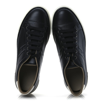 HERMES Calfskin Womens Polo Sneakers 39 Black White
