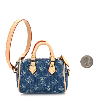 LOUIS VUITTON LV X TM Monogram Denim Cerises Micro Speedy Bag Charm Blue