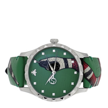 GUCCI Stainless Steel Calfskin 38mm Le Marche Des Merveilles Snake Quartz Watch Green