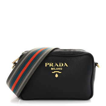PRADA Vitello Daino Camera Crossbody Black