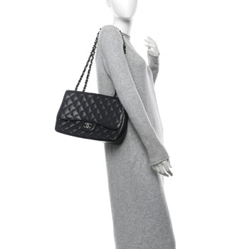 CHANEL Caviar Quilted Jumbo Single Flap Black