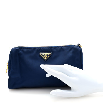 PRADA Tessuto Nylon Wristlet Pouch Blue