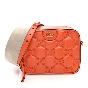 GUCCI Calfskin GG Matelasse Shoulder Bag Spring Orange Natural