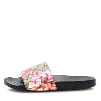 GUCCI GG Supreme Monogram Blooms Slide Sandals 38 Beige Multicolor